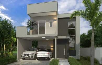 Imagem: A casa em condomínio possui 4 Dormitórios, 4 Banheiros, 2