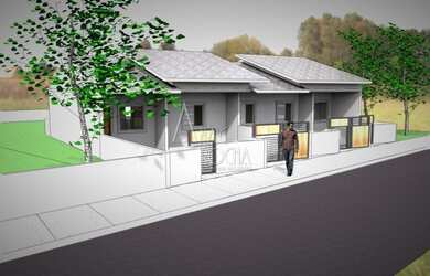 Imagem: A casa possui 2 Dormitórios, 1 Banheiro, 2 Vagas na garagem