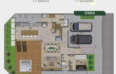 Imagem: A casa em condomínio possui 4 Dormitórios, 5 Banheiros, 2