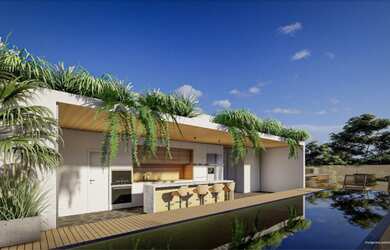 Imagem: A casa em condomínio e possui 4 Dormitórios, 5 Banheiros