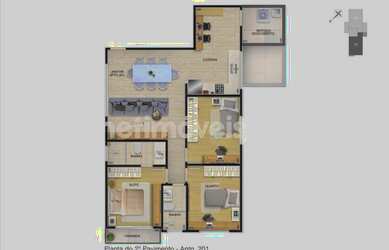 Imagem: O apartamento possui 3 Dormitórios, 1 Banheiro, 2 Vagas na