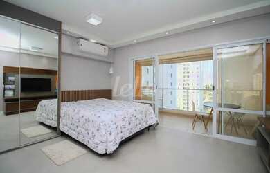 Imagem: O apartamento possui 1 Dormitório, 1 Banheiro, 1 Vaga na garagem