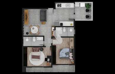 Imagem: O apartamento na cobertura possui 2 Dormitórios, 1 Banheiro