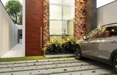 Imagem: A casa possui 3 Dormitórios, 2 Banheiros, 2 Vagas na garagem