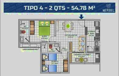 Imagem: O apartamento possui 2 Dormitórios, 1 Banheiro, 1 Vaga na garagem