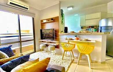 Imagem: O apartamento possui 1 Dormitório, 1 Banheiro, 1 Vaga na garagem