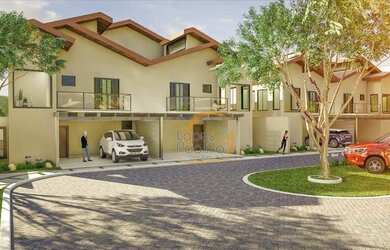 Imagem: A casa em condomínio possui 3 Dormitórios, 1 Banheiro, 2 Vagas