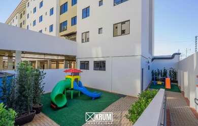 Imagem: O apartamento possui 1 Dormitório, 1 Banheiro, 1 Vaga na garagem