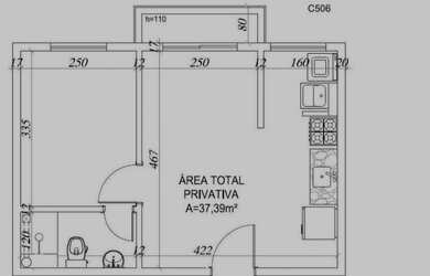 Imagem: O apartamento possui 1 Dormitório, 1 Banheiro, 1 Vaga na garagem