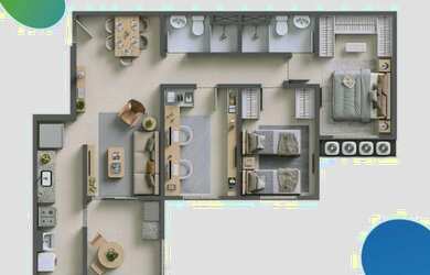 Imagem: O apartamento possui 3 Dormitórios, 2 Banheiros, 1 Vaga na