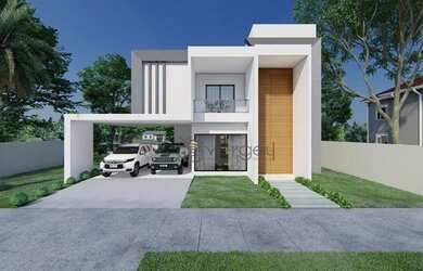 Imagem: A casa possui 4 Dormitórios, 2 Banheiros, 4 Vagas na garagem