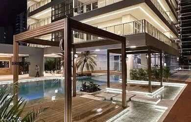 Imagem: O apartamento possui 1 Dormitório, 1 Banheiro, 1 Vaga na garagem