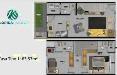 Imagem: A casa em condomínio possui 2 Dormitórios, 3 Banheiros, 1