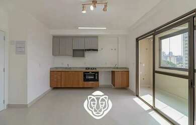 Imagem: O apartamento possui 1 Dormitório, 1 Banheiro, 1 Vaga na garagem