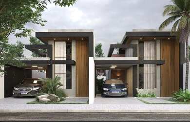 Imagem: A casa possui 3 Dormitórios, 1 Banheiro, 2 Vagas na garagem