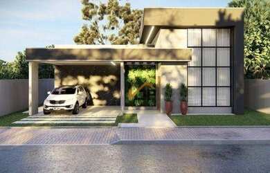 Imagem: A casa possui 3 Dormitórios, 1 Banheiro, 2 Vagas na garagem