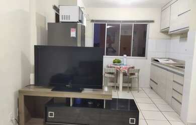 Imagem: O apartamento possui 1 Dormitório, 1 Banheiro, 1 Vaga na garagem