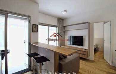 Imagem: O apartamento possui 1 Dormitório, 2 Banheiros, 1 Vaga na garagem