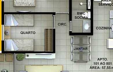 Imagem 5: Apartamento para venda possui 57 metros quadrados com 2 quartos