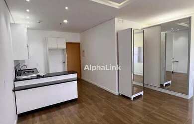 Imagem: O apartamento possui 1 Dormitório, 1 Banheiro, 1 Vaga na garagem