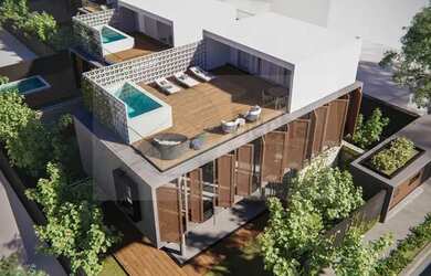 Imagem: A casa em condomínio e possui 4 Dormitórios, 5 Banheiros