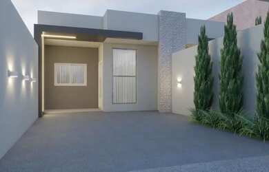 Imagem: A casa possui 3 Dormitórios, 1 Banheiro, 2 Vagas na garagem