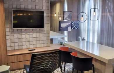 Imagem: O apartamento possui 1 Dormitório, 1 Banheiro, 1 Vaga na garagem