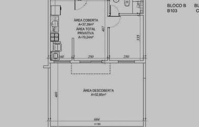 Imagem: O apartamento possui 1 Dormitório, 1 Banheiro, 2 Vagas na garagem