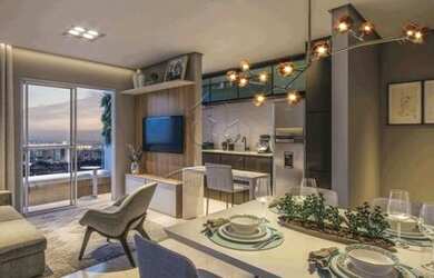 Imagem: O apartamento possui 1 Dormitório, 1 Banheiro, 1 Vaga na garagem