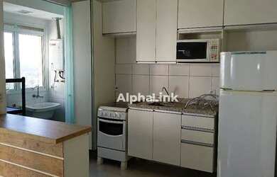 Imagem: O apartamento possui 1 Dormitório, 1 Banheiro, 1 Vaga na garagem