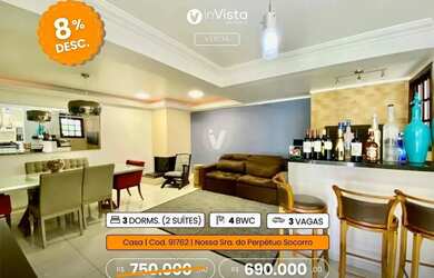 Imagem: A casa possui 3 Dormitórios, 4 Banheiros, 3 Vagas na garagem