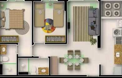 Imagem: O apartamento possui 2 Dormitórios, 2 Banheiros, 1 Vaga na