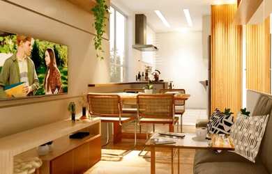 Imagem: O apartamento possui 2 Dormitórios, 1 Banheiro, 1 Vaga na garagem