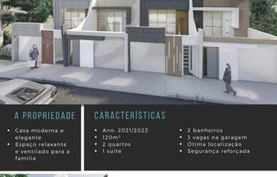 Imagem: A casa possui 3 Dormitórios, 2 Banheiros, 3 Vagas na garagem