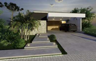 Imagem: A casa possui 3 Dormitórios, 3 Banheiros, 4 Vagas na garagem