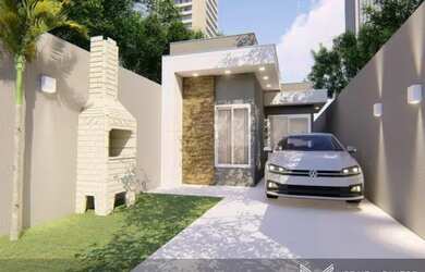 Imagem: A casa possui 3 Dormitórios, 1 Banheiro, 2 Vagas na garagem