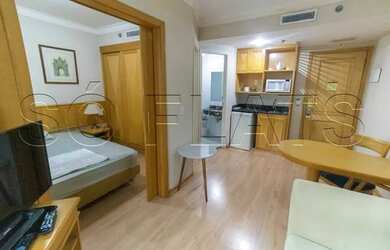 Imagem: O studio para alugar possui 1 Dormitório, 1 Banheiro, 1 Vaga