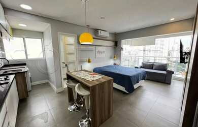 Imagem: O apartamento possui 1 Dormitório, 1 Banheiro, 1 Vaga na garagem