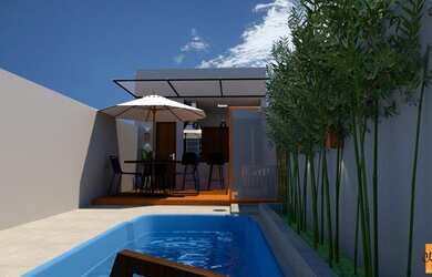 Imagem: A casa possui 3 Dormitórios, 2 Banheiros, 2 Vagas na garagem