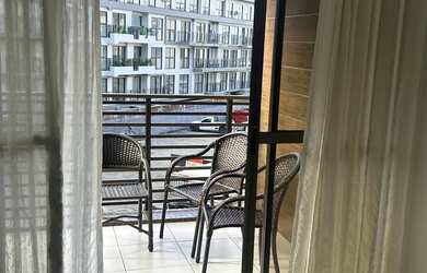 Imagem: O apartamento possui 1 Dormitório, 2 Banheiros, 1 Vaga na garagem