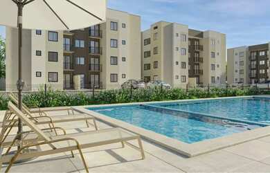 Imagem: O apartamento possui 1 Dormitório, 1 Banheiro, 1 Vaga na garagem