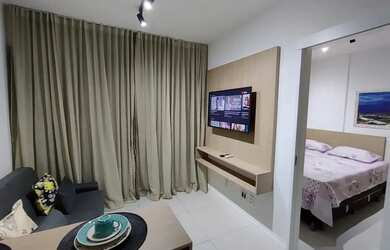 Imagem: O apartamento possui 1 Dormitório, 1 Banheiro, 1 Vaga na garagem