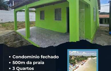 Imagem: A casa possui 3 Dormitórios, Acomodam 9 pessoas, 4 Vagas na