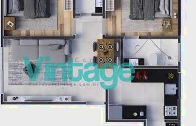 Imagem: O apartamento possui 2 Dormitórios, 2 Banheiros, 2 Vagas na