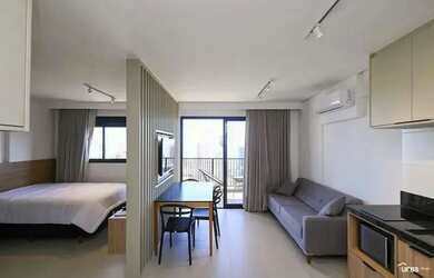 Imagem: O apartamento possui 1 Dormitório, 1 Banheiro, 1 Vaga na garagem