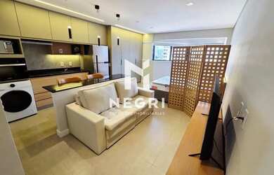 Imagem: O apartamento possui 1 Dormitório, 1 Banheiro, 1 Vaga na garagem