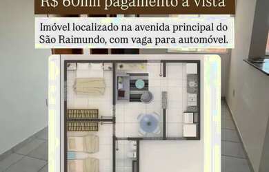 Imagem: O apartamento possui 2 Dormitórios, 1 Banheiro, 1 Vaga na garagem