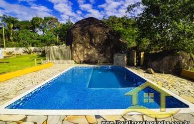 Imagem: A chácara possui 350m² de Área, Churrasqueira, Piscina e