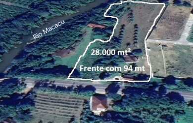 Imagem: O terreno possui 28.000m² de Área e está localizado em Cachoeiras