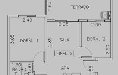 Imagem: O apartamento possui 2 Dormitórios, 1 Banheiro, 38m² de Área